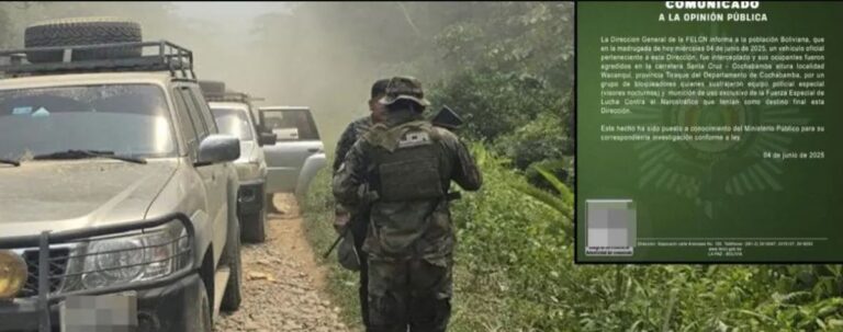 Bloqueadores agreden a agentes de la FELCN y roban municiones y visores nocturnos en Cochabamba